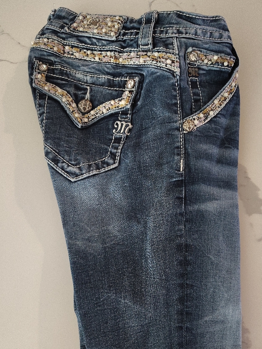 Miss Me Embellished Dark Blue Boot Cut Jeans